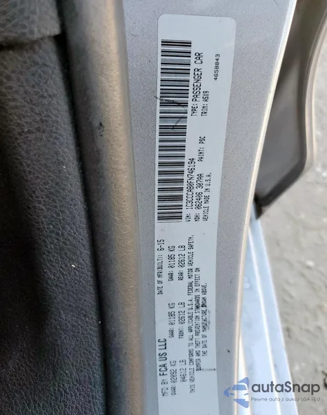 2015 Chrysler 200 Limited z USA, uszkodzony, nr VIN 1C3CCCAB0FN746194